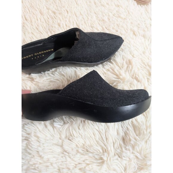 Robert Clergerie Paris Black Felt Slip-On Mules Platform Sole Shoes Size 39 - Picture 6 of 11